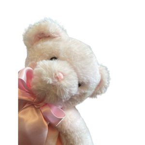 Bearington Baby Lovey Security Blanket Teddy Bear Doll Satin Pink Bow Interior